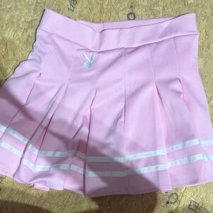 Pink Pleated Skirt with Playboy bunny Logo